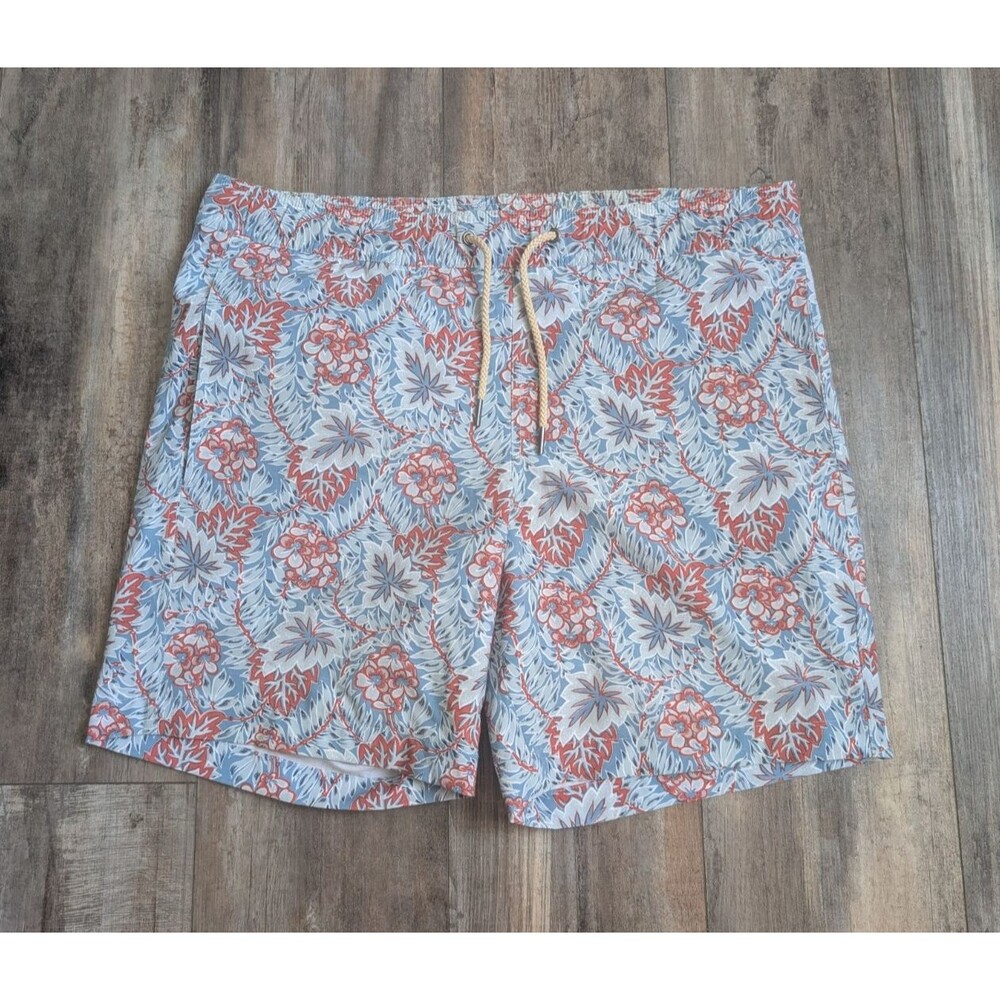 Fair Harbor Bayberry Trunk Swim Men's XXL 36 7" Inseam Sky Blue Beach Forest